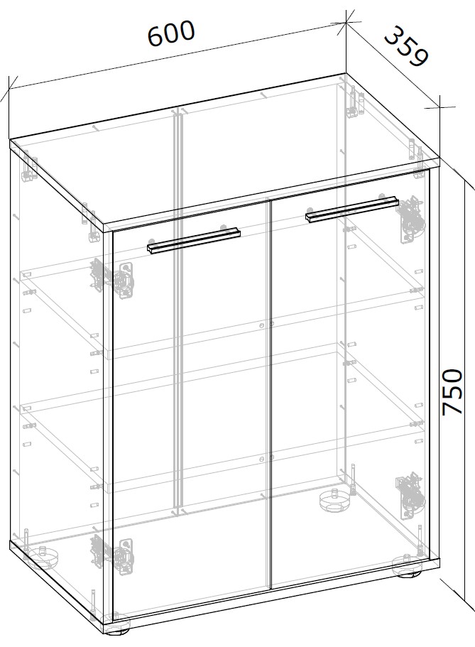 Тумба напольная Грейд Рени 2д 600x750x359 мм дуб крафт золотой/графит серый