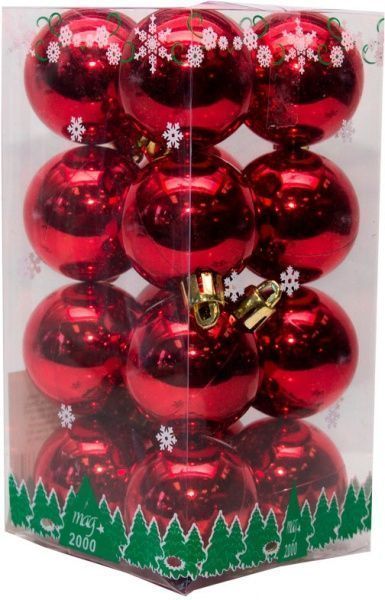 Набір іграшок кулі червоні глянцеві Девілон 890674 d40 мм 16 шт./уп. 