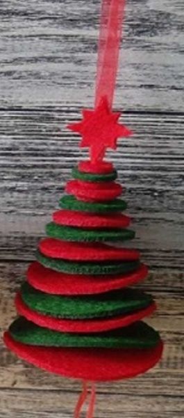 Підвіска Діамантові ручки Ялинка Коло 3D червоно-зелена 20 см 125138