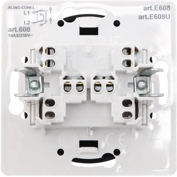 Вимикач перехресний одноклавішний Aling-Conel Eon без підсвітки 10 А 250В чорний E608.E1