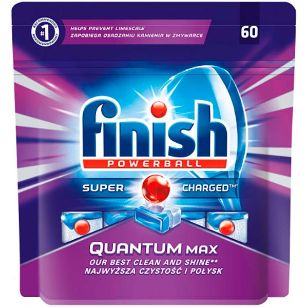 Таблетки безфосфатні для ПММ Finish Quantum Powerball Max 60 шт.