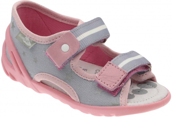Сандалии для девочек RenBut текстильные с профилированной стелькой Звезда р.22 серый 13-112NP-0616-22 
