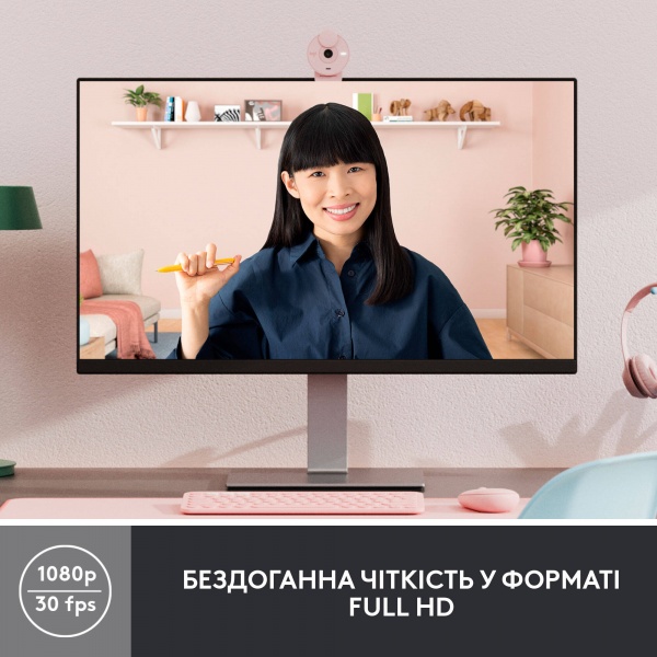 Веб-камера Logitech BRIO 300 FHD Rose (960-001448)