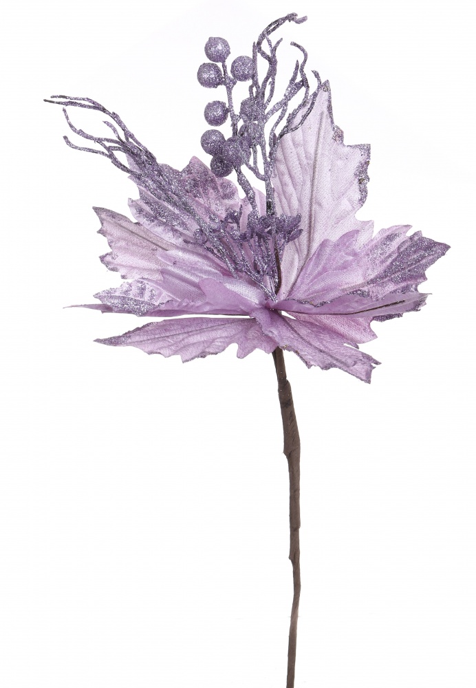 Цветок декоративный пуансетия с веткой с ягодами 26 x 45 см цвет в ассортименте EPI-ELY18150A