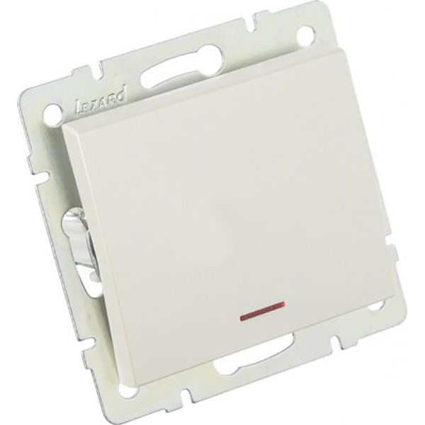 Выключатель одноклавишный Lezard Rain с подсветкой 250В жемчужно-белый 703-3088-111