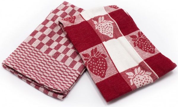 Набор полотенец кухонных Клубника 2 шт. 50x70 см Zastelli белый с красным 