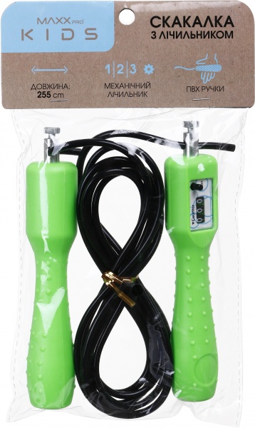 Скакалка MaxxPro kids со счетчиком 29х3х15 см голубая MX0275193