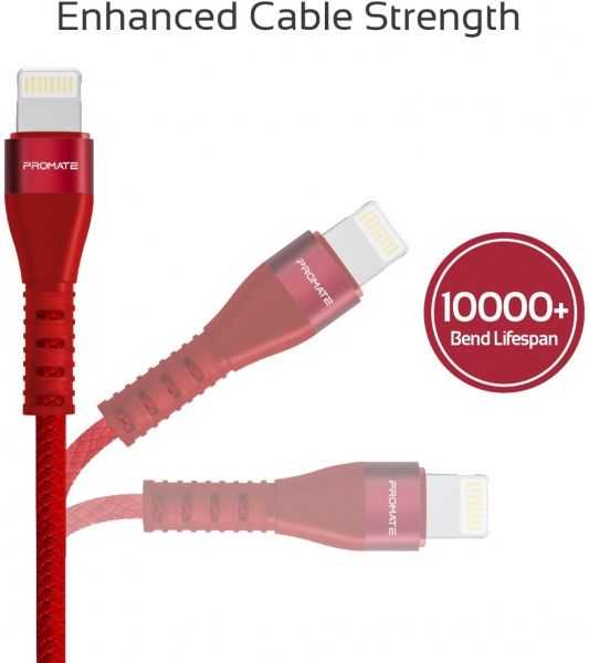 Кабель Promate Lightning – USB 1,2 м червоний (vigoray-i.red) 