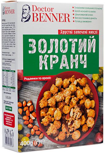 Мюсли Dr. Benner Золотой кранч изюм арахис 400 г (4823029800187) 