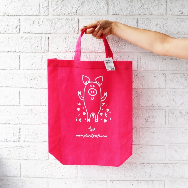 Сумка-шоппер 4PROFI со складным боком 35x45 см с принтом розовый 