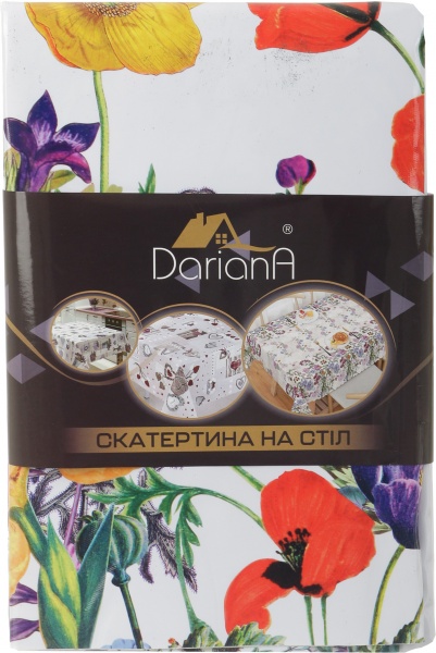 Скатерть Маки 137x180 см белый с рисунком Даріана 
