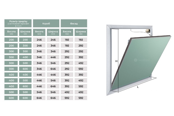 Ревизионный люк SecretDoors professional Model S2 400х500
