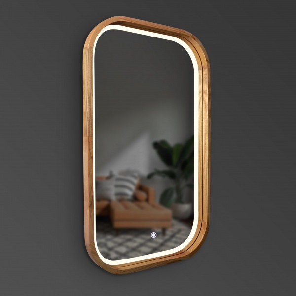 Зеркало со встроенной подсветкой Luxury Wood Reliability SLIM LED ясень темный 550x750 мм 