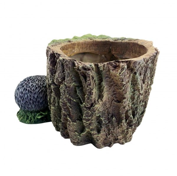 Кашпо декоративное Пень с ёжиком арт. 00824 круглый 