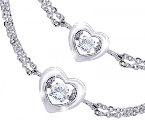 Браслет на цепочке UMa&UMi Сердце малое с танцующим бесцветным камнем