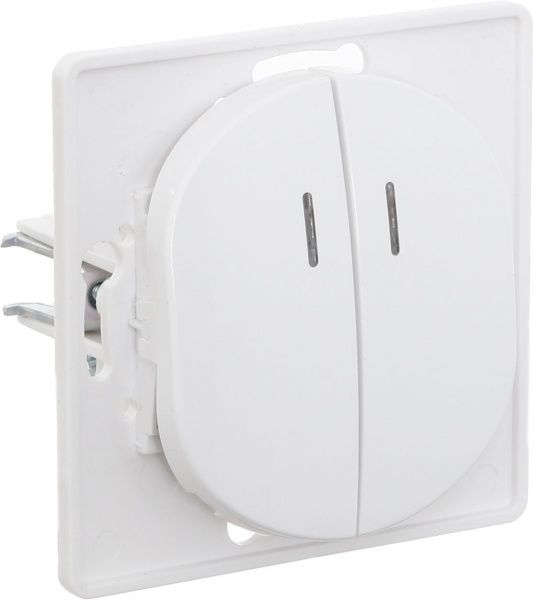 Вимикач двоклавішний Aling-Conel Eon з підсвіткою 10 А 250В білий E626.0