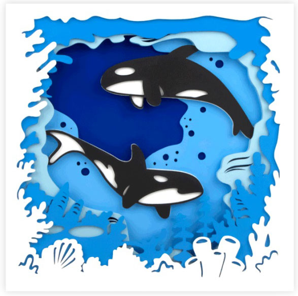 Набір для малювання картина 3D Косатки (N0003506) 30х30 см Rosa Talent 