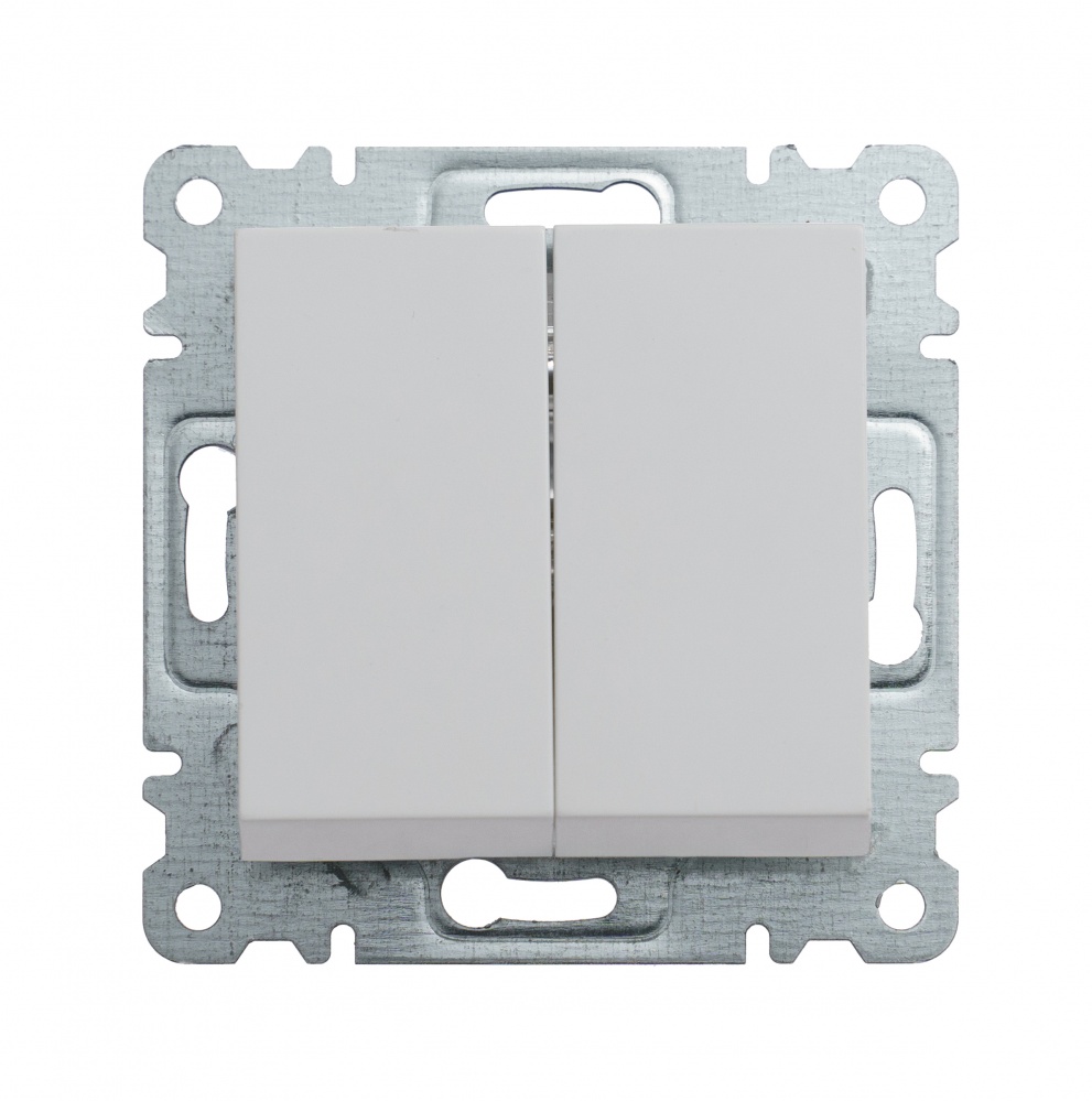 Механізм вимикача прохідний двоклавішний Makel Karea без підсвітки білий 57001026