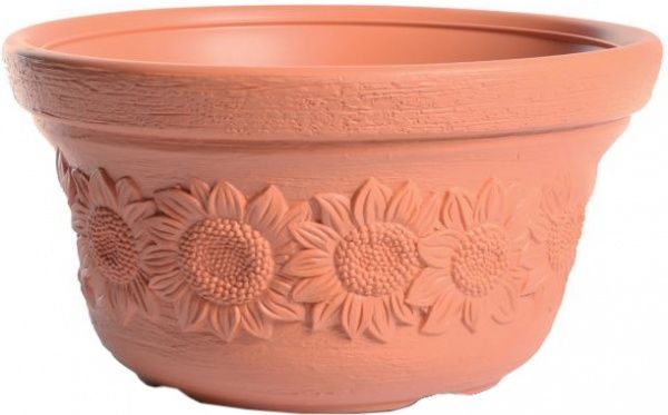 Горщик пластиковий Prosperplast низький SUNNY 400 мм круглий 14л (10328) коричневий 