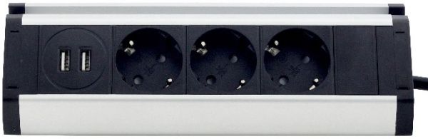 Розетка + USB подвійна у розетку із заземленням ElectroHouse без шторок без кришки сріблястий EH-AR-307