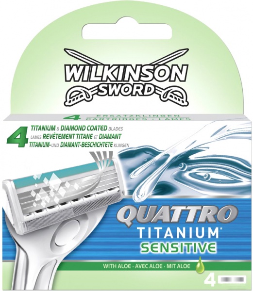 Лезвия сменные WILKINSON SWORD Quattro Titanium Sensitive 4 шт.