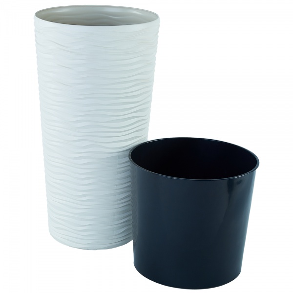 Вазон пластиковий Алеана Ф'южн круглий 22 л біла троянда 