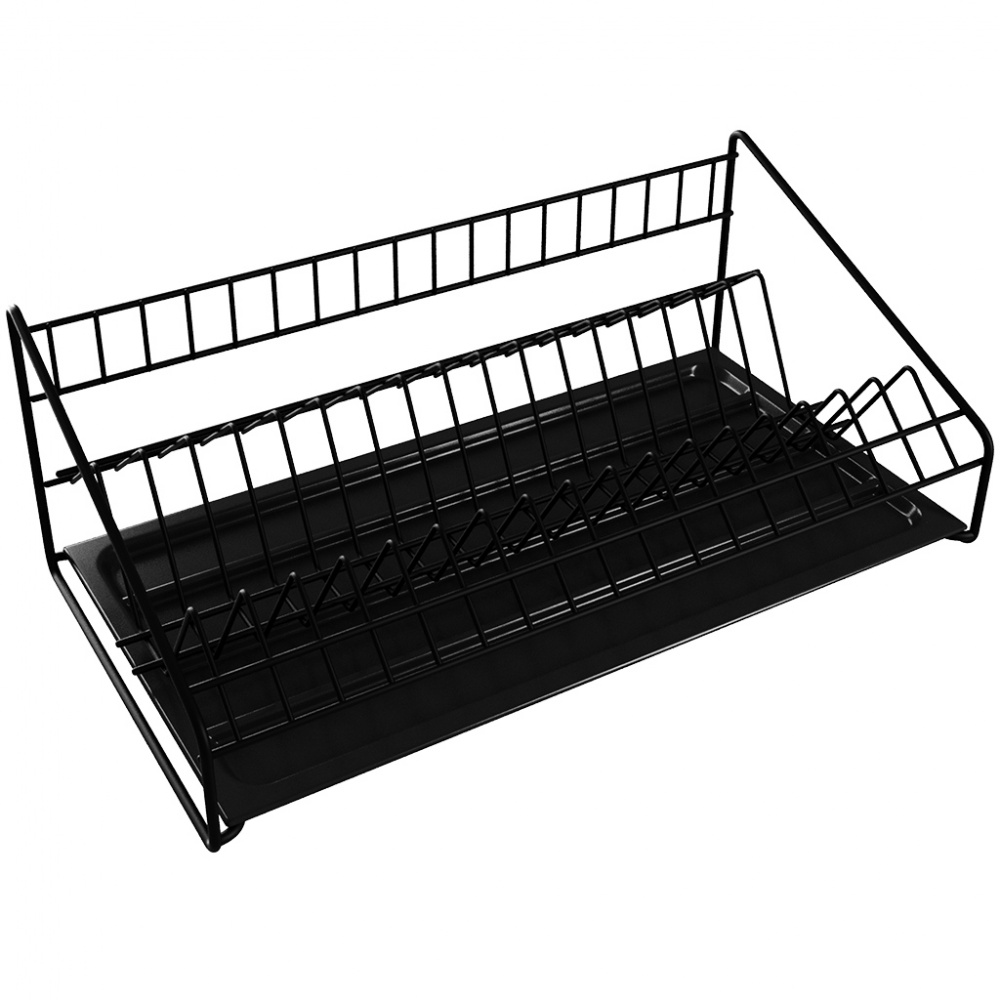 Сушарка для посуду DC однорівнева 600 мм термопластична чорна з бортом