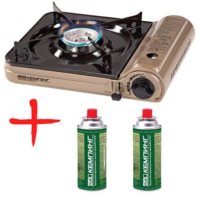 Газовая плитка Кемпинг МS-3500 + 2 газовых картриджа Кемпинг K250