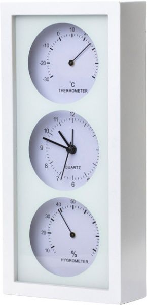 Термогігрометр Склоприлад біметалевий з годинником вертикальний