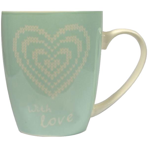 Чашка фарфоровая Keramia Сердце голубая 360 мл