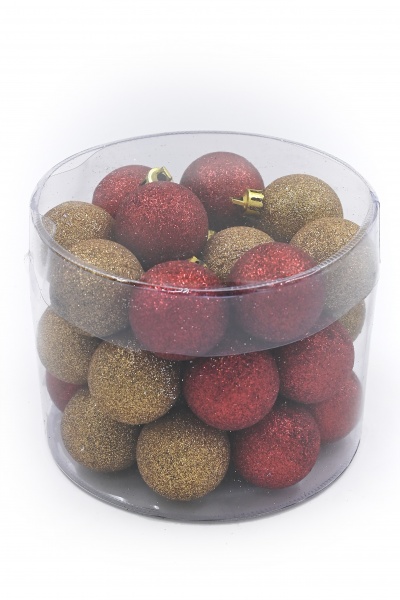 Набор шаров красно-золотые d 145 мм 11,2 см 28 шт./уп.