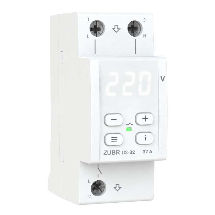 Реле напруги ZUBR D2-32 з максимумом функцій (32 А, 7 000 ВА ) ZUBR D2-32