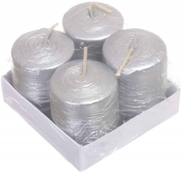 Набір свічок 3,6х6 см 4 шт срібло