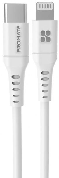 Кабель Promate PowerLink-120 USB-C to Lightning 3А 1,2 м білий (powerlink-120.white) 