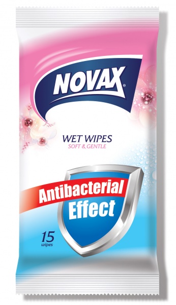 Антибактериальные влажные салфетки Novax 15 шт.