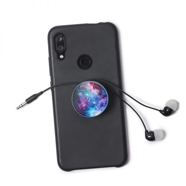 Тримач для телефона Pop 005 Галактика Luxe Cube чорний із блакитними вставками