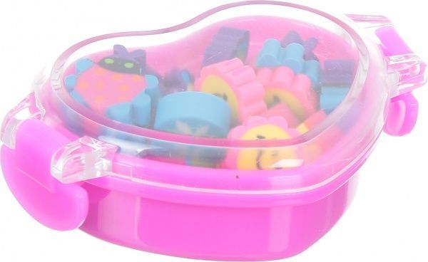 Набор ластиков в коробочке сердце розовое