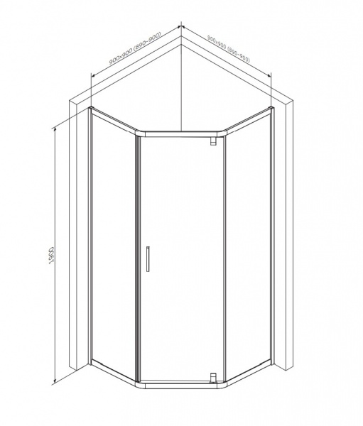Душевое ограждение AM.PM Gem 5-corner Pivot 90 W90UG-405-090MT