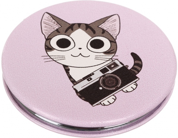 Зеркало карманное косметическое Лідер Канц Котик круглое 12 вариантов в ассортименте 