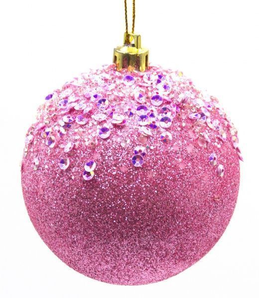 Шар новогодний Глиттер d60 2119 розовый