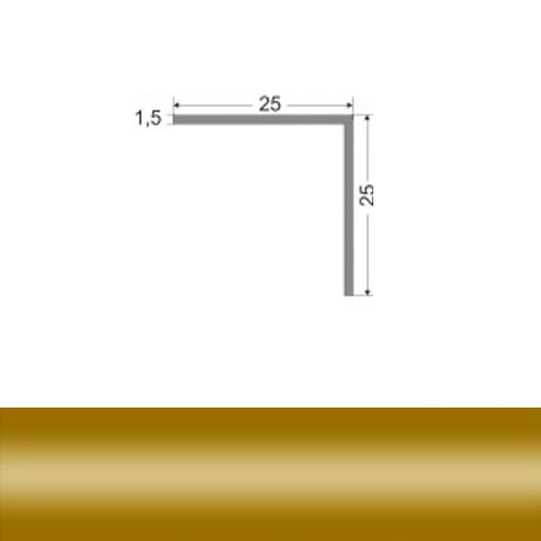 Профиль алюминиевый универсальный для плитки ТІS 25x25x2700 золото