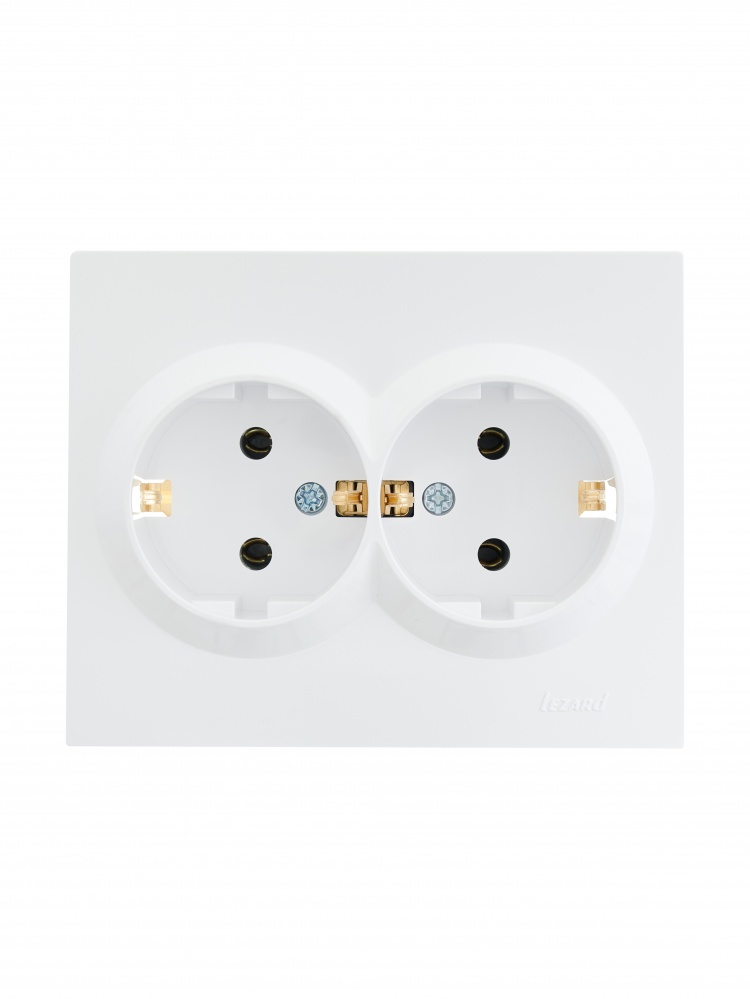 Розетка 2 із заземленням Lezard Vesna IP20 білий 742-0200-127B