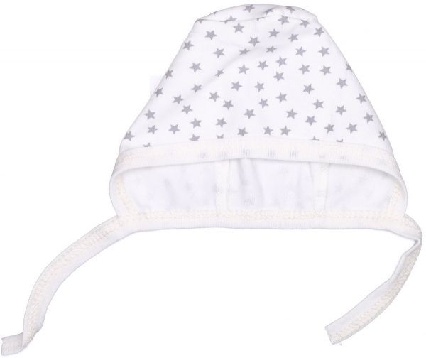 Чепчик дитячий Bambinelli сіра зірочка 3-6 місяців білий із малюнком