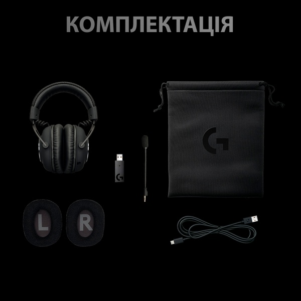 Гарнітура ігрова Logitech PRO X Wireless LIGHTSPEED Gaming Headset black (981-000907) 