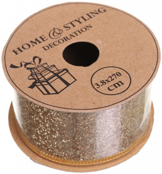 Стрічка декоративна новорічна з блискітками 38х2700 мм ANM800720 