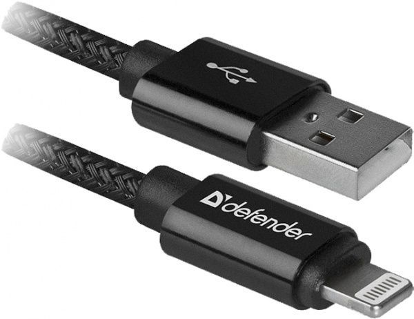 Кабель Defender Lightning – USB 1 м чорний (87808) 