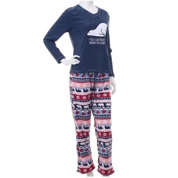 Костюм домашній жіночий La Nuit Home Christmas Bear р. S синій із принтом 