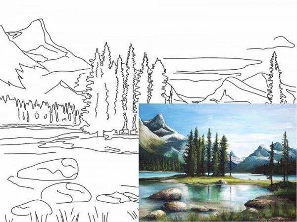 Полотно на картоні з контуром Пейзаж №22 Rosa Start 