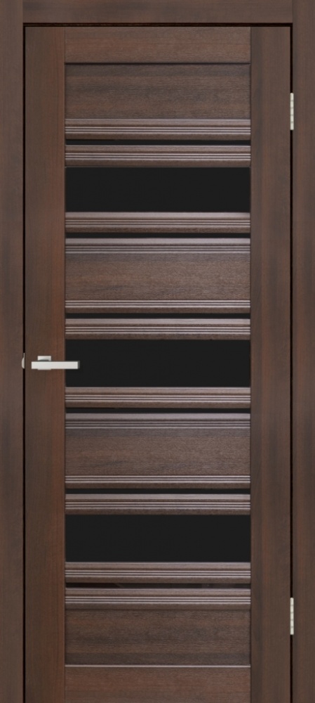 Дверное полотно ОМиС Dora 03 ПО черное стекло 900 мм каштан европейский