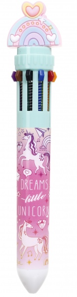Ручка шариковая на 10 цветов единорог 